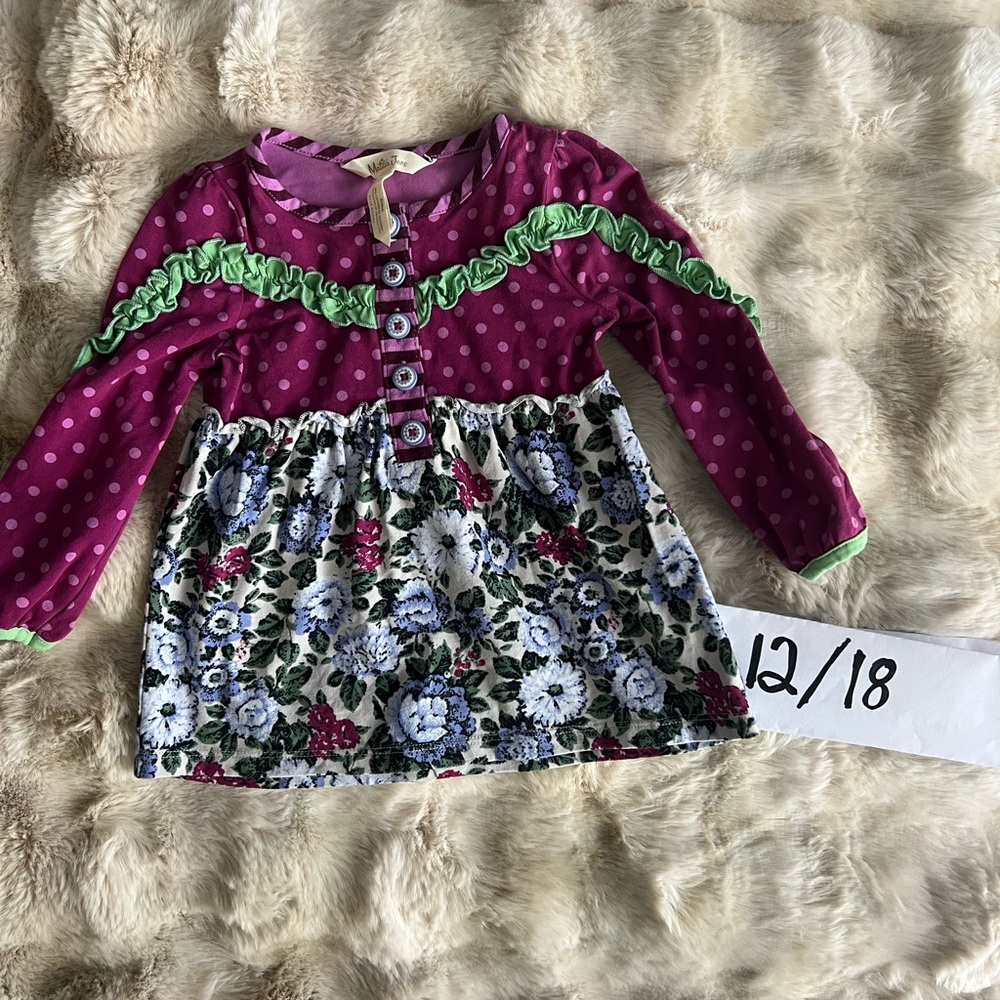 Matilda Jane Purple and Green Long Sleeve Tee purple floral polka dots 12/18m